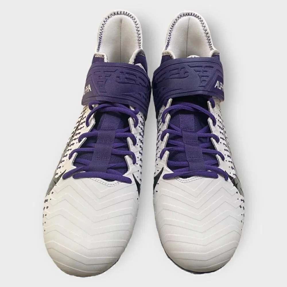 Nike Alpha Menace Pro 2 Mid White Purple Football Cleats BV3945-104 Mens Size 12